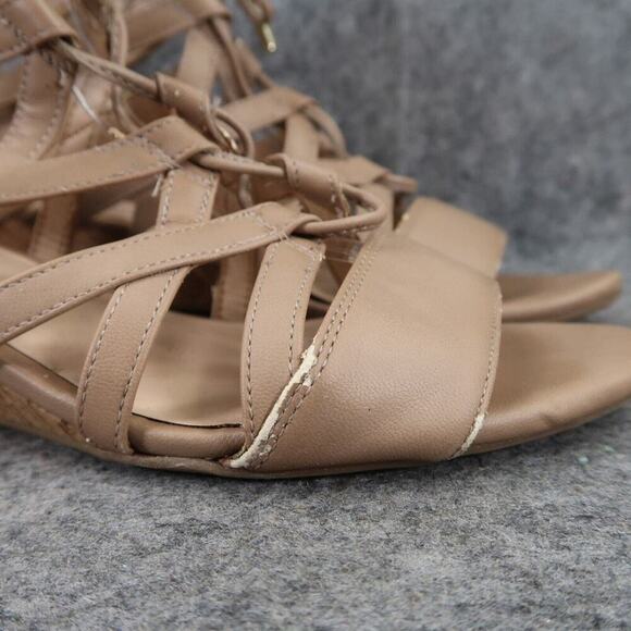 Franco Sarto Shoes Womens 6 Sandal Wedge Fashion Lace Up Zip Brixie Tan Open Toe - Picture 3 of 15